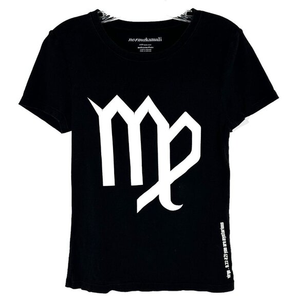 Norma Kamali Black & White VIRGO Astrology Symbol T-Shirt Size Medium - Picture 1 of 4